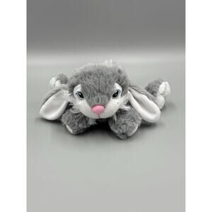 MTY International Small Bunny Rabbit Plush 7” Gray Stuffed Animal W/ Ribbon Bow